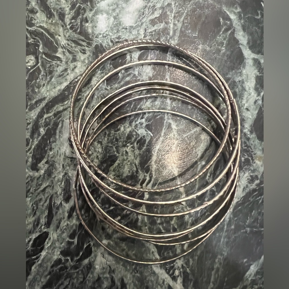 7 Vintage Genuine Sterling Silver Bangle Bracelets